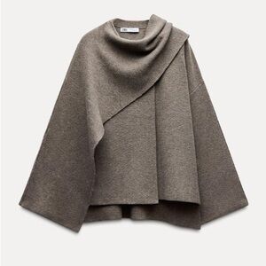 Zara Short Cape Coat with Scarf